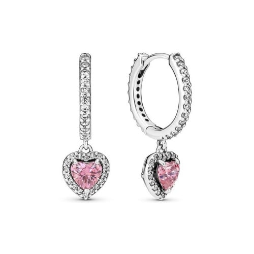 Sparkling Halo Heart Hoop Earrings