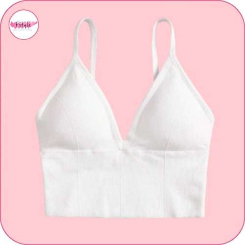 حمالة صدر بخط طويل لون أبيض