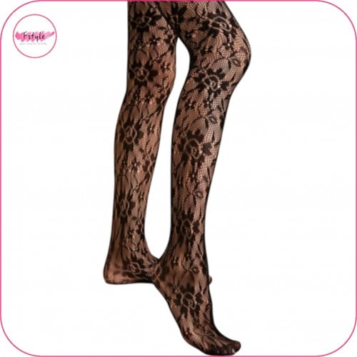 كيلون اسود محبوك بتصميم الزهور