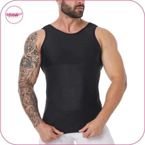 مشد علاقي اسود مطور  لشد البطن والتثدي  عند الرجال