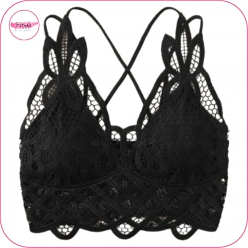 صدرية بتصميم دانتيل مزهر بشكل متقاطع