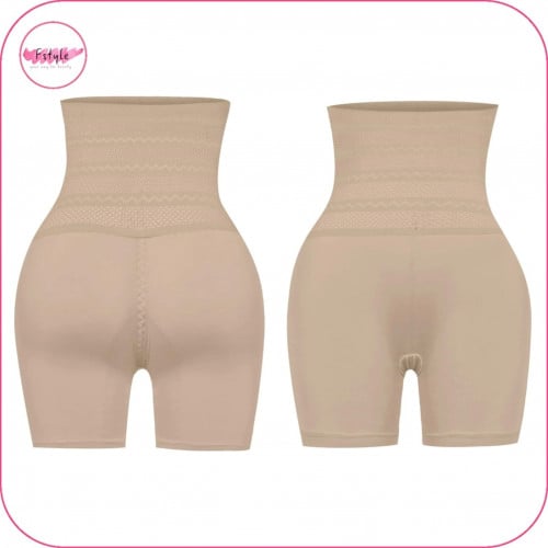 مشد بخصر عالي بتصميم مخطط مع الافخاذ