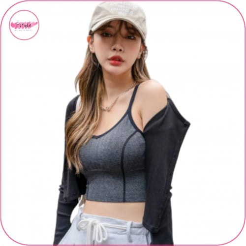 حمالة صدر طويلة بلون رمادي