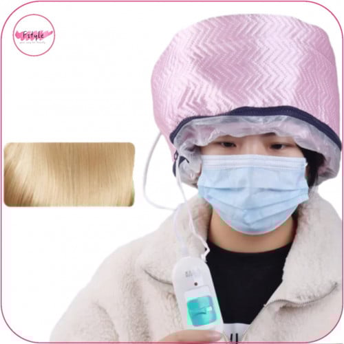 قبعة سبا حرارية كهربائية مع جهاز بخار للشعر وردي