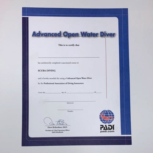 شهادات غواص مياه مفتوحة متقدم